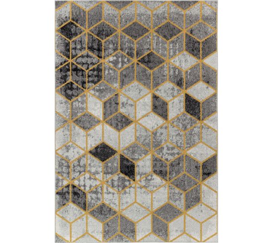 Tapis Scandinave Moderne Gris/jaune 160x220