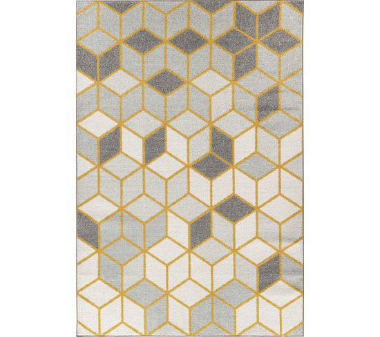 Tapis Scandinave Moderne Blanc/jaune 160x220