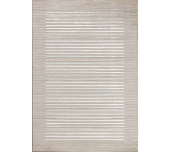 Tapis Scandinave Rayé Beige/blanc 160x213