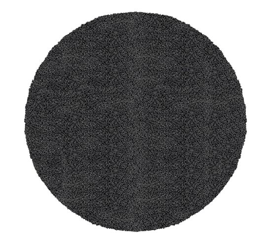 Tapis Rond Shaggy Moderne Gris Foncé Ø 200