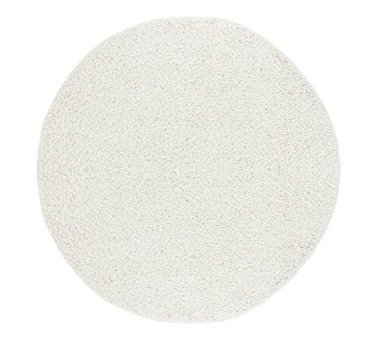 Tapis Rond Shaggy Moderne Blanc Ø 200