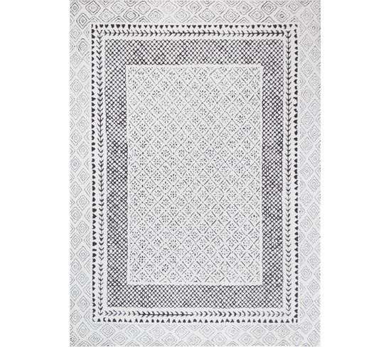 Tapis Scandinave Bohème Ivoire/noir 200x275