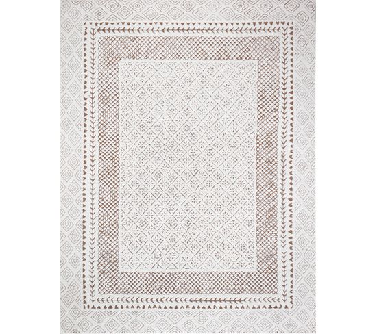 Tapis Scandinave Bohème Ivoire/terracotta 160x213