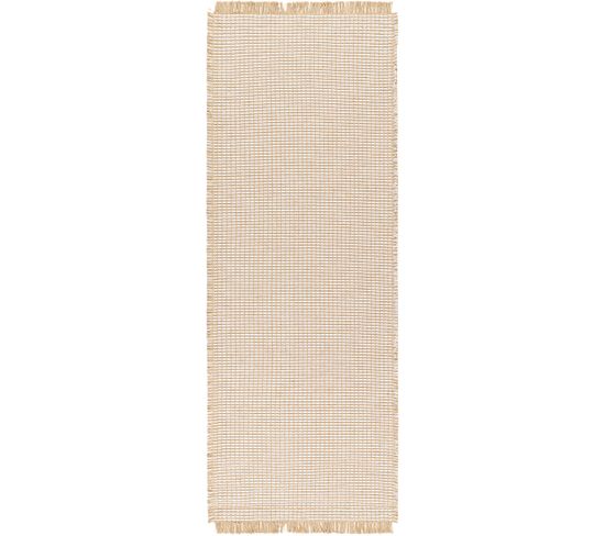 Tapis De Couloir Bohème En Jute Marron Clair/taupe 80x220