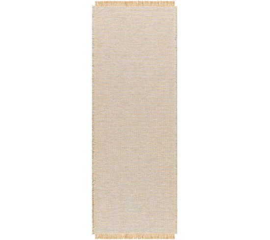 Tapis De Couloir Bohème En Jute Marron Clair/gris 80x220