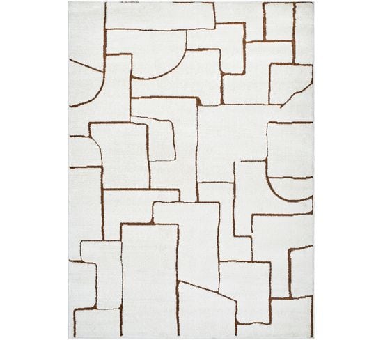 Tapis Scandinave Moderne Ivoire/marron 160x213