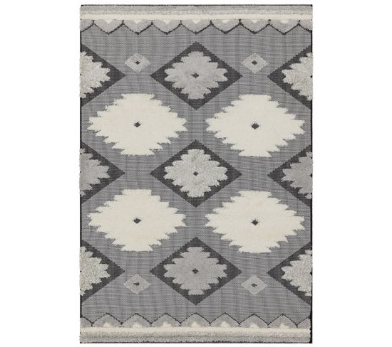 Tapis Tissé Plat Fully Trial En Polypropylène - Gris Anthracite - 120x170 Cm