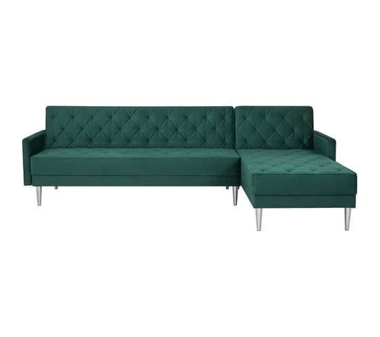 Canapé D'angle Réversible 3 Places Istana -velours Vert- - - L 286 X P 169 X H 80 Cm