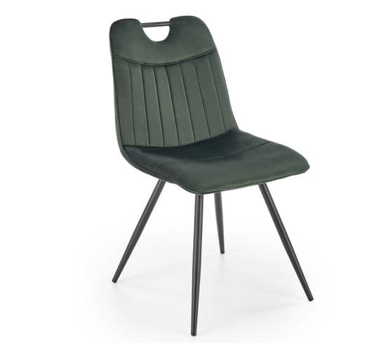 Chaise Design Métal Noir Et Velours Vert Selar