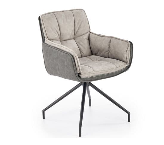 Chaise Bi Matière Éco-cuir Et Tissu Gris Clair Doe