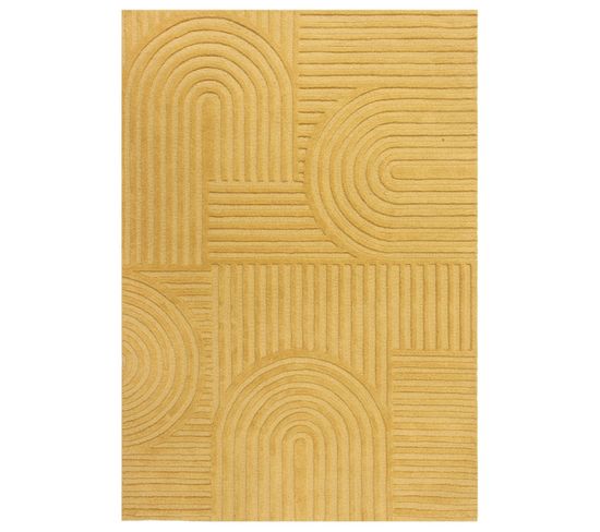 Tapis De Salon Sunrise En Laine - Jaune - 120x170 Cm