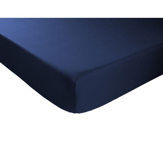 Drap housse 140x190 cm DREAMEA PERCALE BLEU