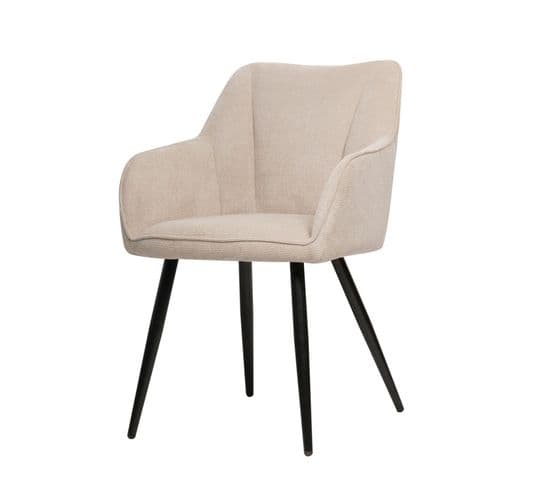 Chaise Repas Rio Beige Pieds Métal Noir - Beige