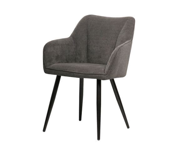 Chaise Repas Rio Gris Foncé Pieds Métal Noir - Gris Foncé