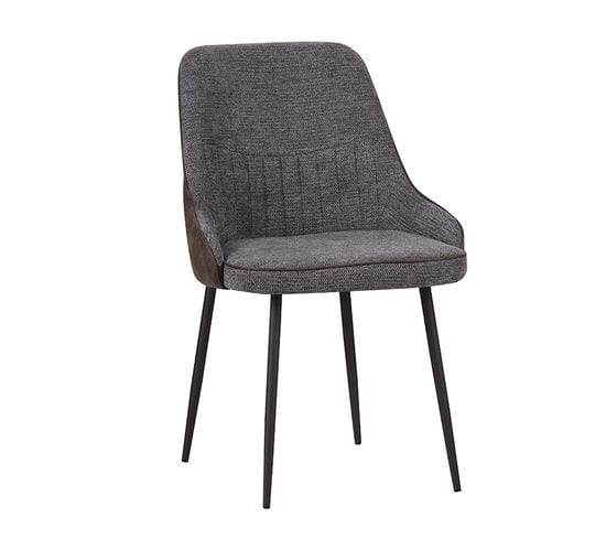 Chaise Bicolore Gris/anthracite Pieds Métal Noir Milo - Gris