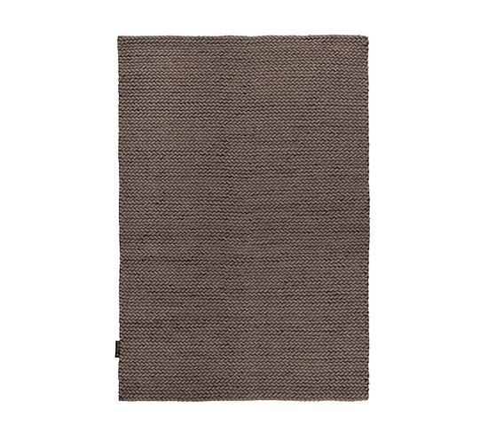 Tapis Tressé Main Bory En Laine - Taupe - 160x230 Cm