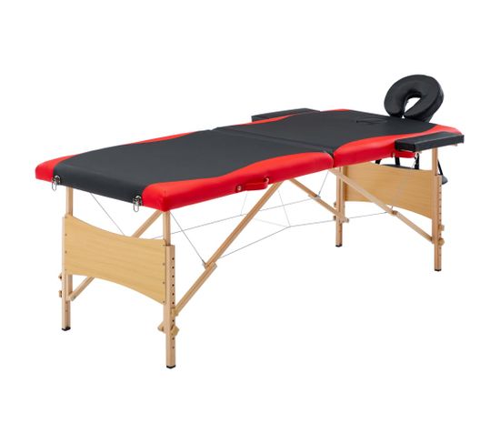 Table De Massage Pliable 2 Zones Bois Noir Et Rouge 02_0001816