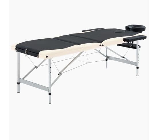 Table De Massage Pliable 3 Zones Inox Noir Et Beige 02_0001821