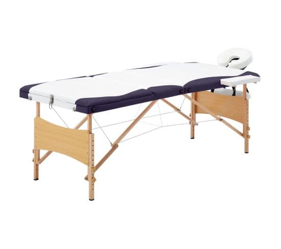 Table De Massage Pliable 3 Zones Bois Blanc Et Violet 02_0001831