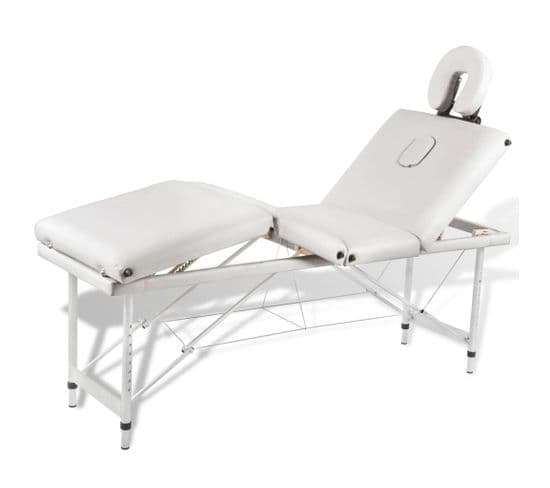 Table Pliable De Massage 4 Zones Au Cadre Inox Blanc Crème 02_0001877