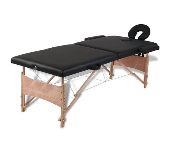 Table Pliable De Massage 2 Zones Avec Cadre En Bois Noir 02_0001887