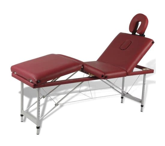 Table Pliable De Massage 4 Zones Avec Cadre En Inox Rouge 02_0001896