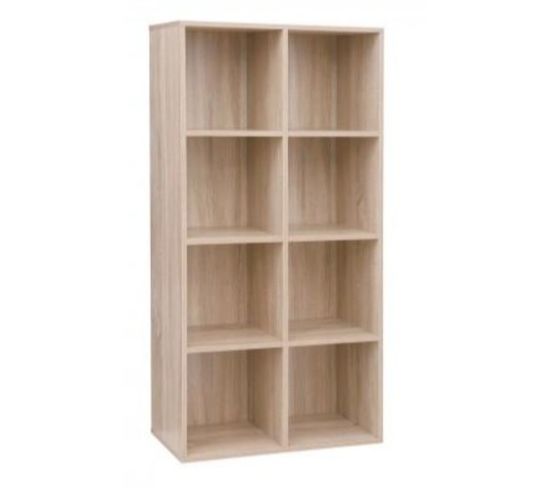 Bibliothèque En Bois Étagère À 4 Niveaux 8 Compartiments Armoire Placard Maison Bureau Couleur Chên