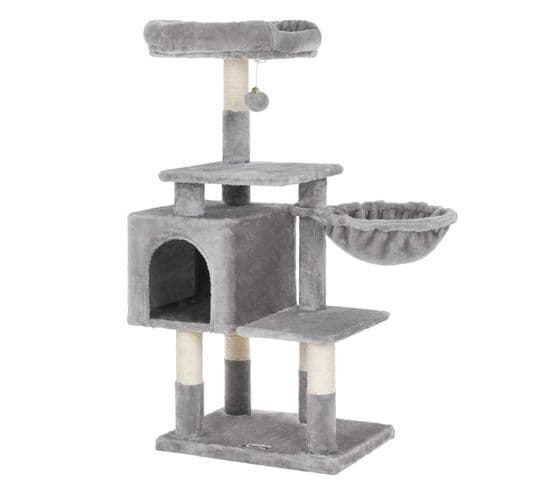 Arbre À Chat Multi-niveaux Hauteur 110 Cm Niche Gris Clair