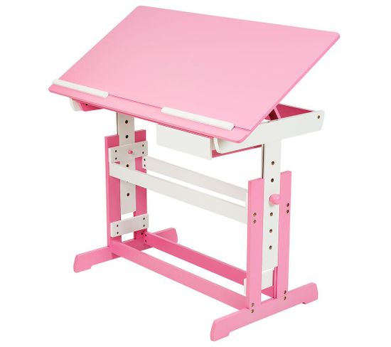 Bureau Enfant Meuble Réglable En Hauteur Et Inclinable Rose 0508097