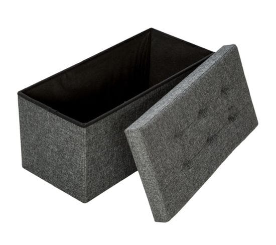 Pouf Coffre De Rangement Pliable Grand Format Tissu Gris Foncé