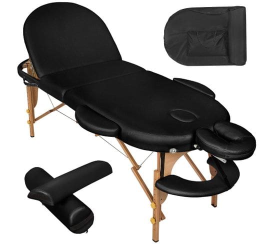 Table De Massage 3 Zones Pliante 10 Cm D’épaisseur Noir 2008131