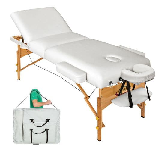 Table De Massage Pliante 3 Zones - 10 Cm D'épaisseur + Housse Blanc 2008137
