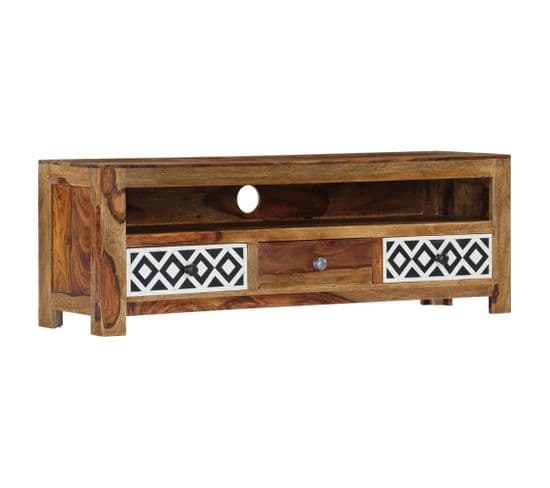 Meuble Télé Buffet TV Télévision Design Pratique 120 Cm Bois De Sesham Solide 2502059