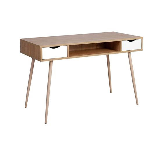 Table D'ordinateur Avec Trois Options De Rangement 120 Cm Mdf Couleur Chêne 19_0000539