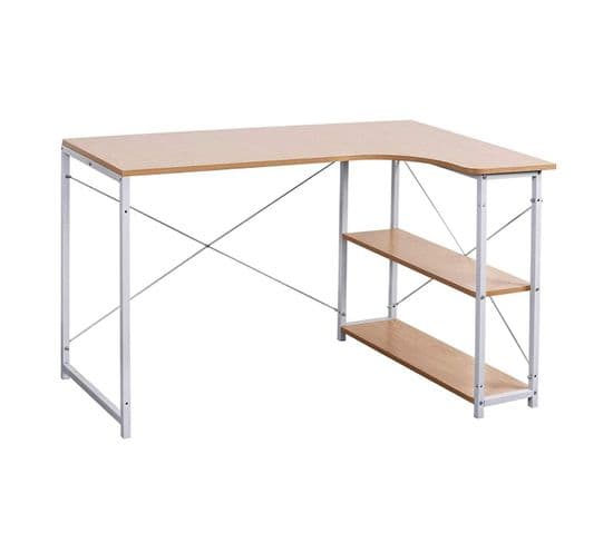 Bureau D'ordinateur Avec Deux Étagères 120 Cm Mdf Beige 19_0000561