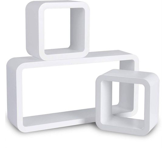 Lot De 3 Cubes Modèle Étagère Murale Blanc 19_0000431