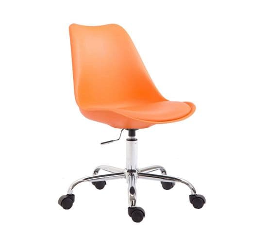 Chaise De Bureau Tabouret à Roulette Hauteur Réglable Orange Tabo10023