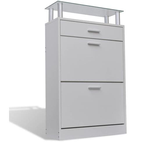 Meuble Armoire À Chaussure Entrée Chambre Bois Tiroirs 12 Paires 2002045