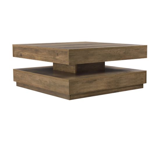 Table Basse Avec Plateau Tournant Panneau De Fibre De Bois 76 X 76 Cm Marron 03_0004127