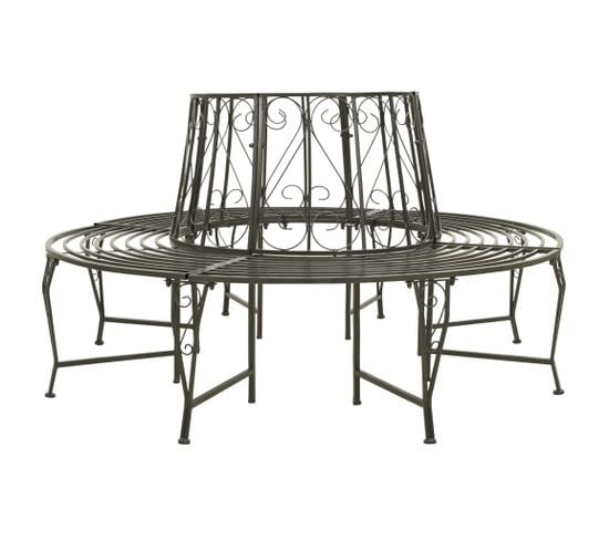 Banc De Jardin Meuble De Patio D'extérieur Terrasse Circulaire De Jardin 160 X 89 Cm Acier Gris