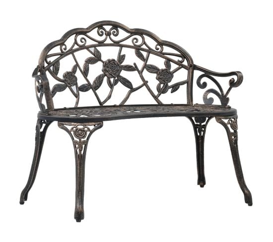 Banc De Jardin Meuble De Patio D'extérieur Terrasse De Bistrot 100 Cm Bronze Aluminium Coulé