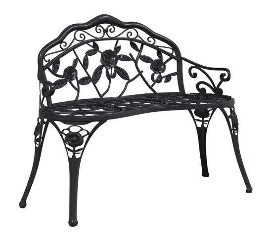 Banc De Jardin Meuble De Patio D'extérieur Terrasse 100 X 54 X 80 Cm Aluminium Coulé Noir