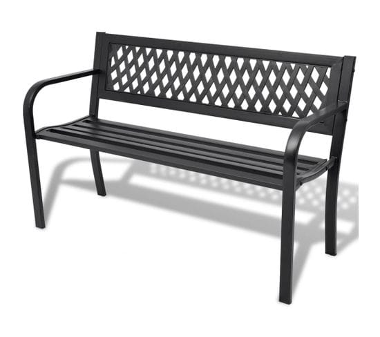 Banc De Jardin Meuble De Patio D'extérieur Terrasse 118 X 50 X 75 Cm Acier Noir