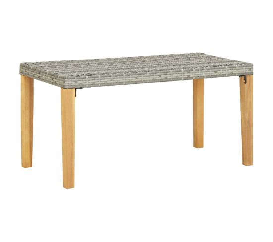 Banc De Jardin Meuble De Patio D'extérieur Terrasse 120 Cm Gris Résine Tressée Et Bois D'acacia