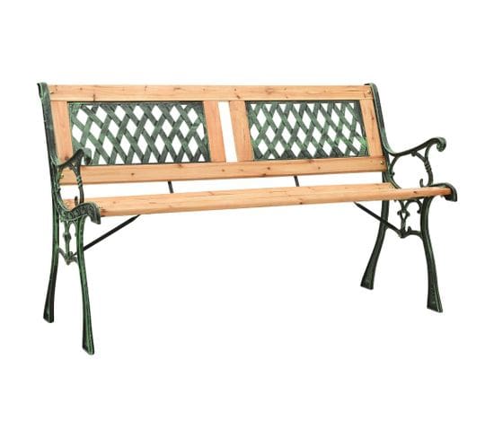 Banc De Jardin Meuble De Patio D'extérieur Terrasse 122 Cm Fonte Et Bois De Sapin Massif 02_0011220