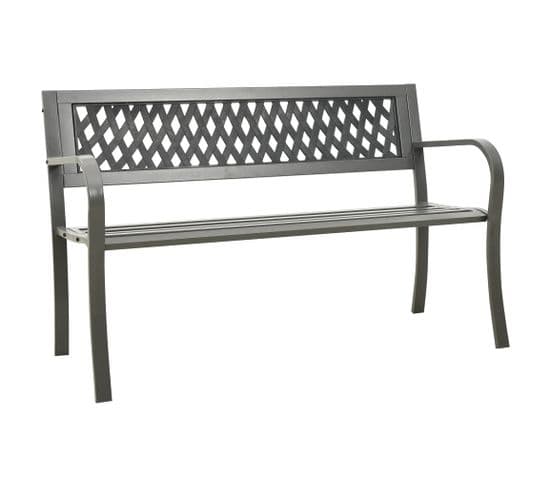 Banc De Jardin Meuble De Patio D'extérieur Terrasse 125 X 53 X 77 Cm Acier Gris