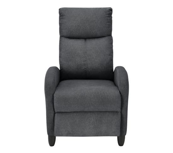 Fauteuil Relaxant Avec Dossier Inclinable Et Repose Pieds Housse Textile 102 Cm Gris Foncé