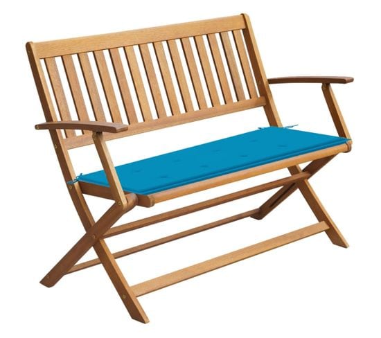 Banc De Jardin Meuble De Patio D'extérieur Terrasse Avec Coussin 120 Cm Bois D'acacia Massif 02_001