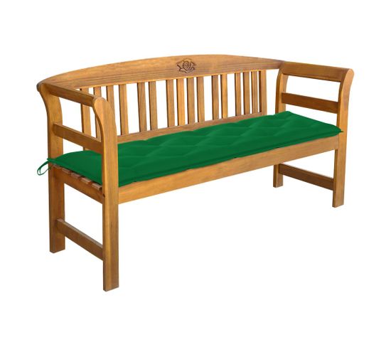 Banc De Jardin Meuble De Patio D'extérieur Terrasse Avec Coussin 157 Cm Bois D'acacia Massif 02_001