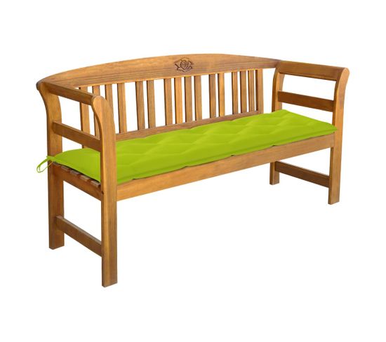 Banc De Jardin Meuble De Patio D'extérieur Terrasse Avec Coussin 157 Cm Bois D'acacia Massif 02_001